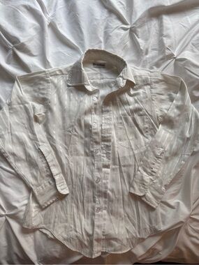 Buxton White Pinstripe Button-Up Shirt